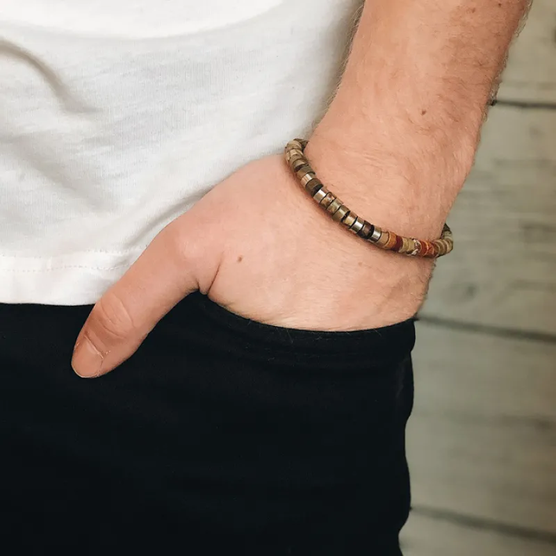 By Billgren jaspis, stål, brun/röd – 8212>Armband Best