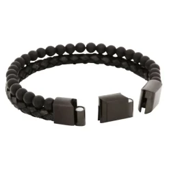 By Billgren , Läder/Onyx, svart – 8147>Armband