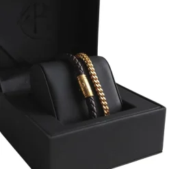 By Billgren sset, läder/stål Brun/guld – 8133-8156>Armband New
