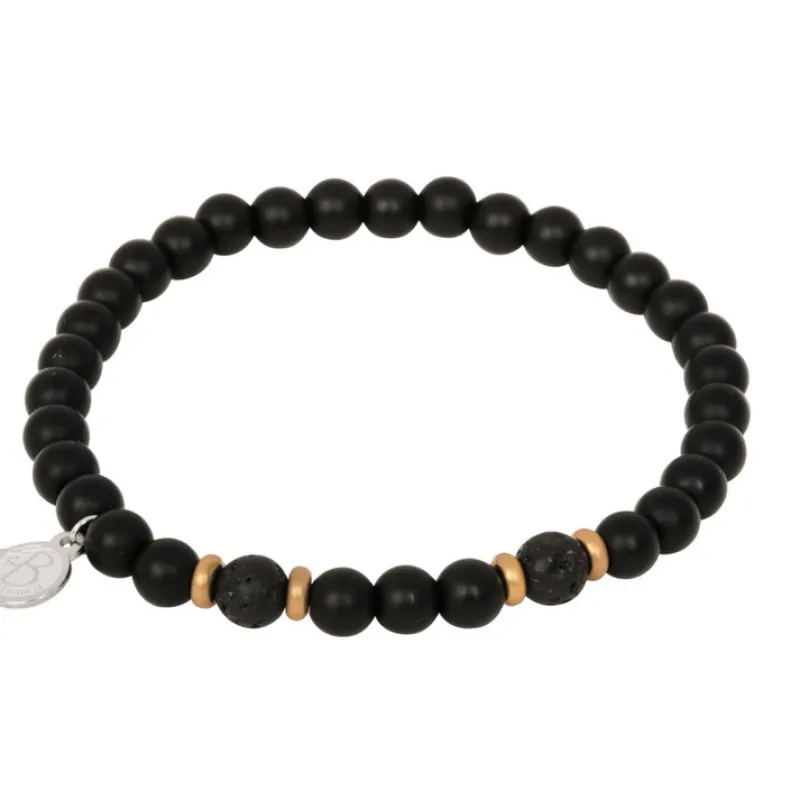 By Billgren Beads, Onyx + lavasten, svart/guld – 8161>Armband Best