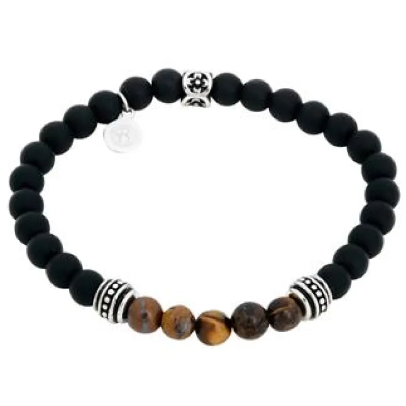 By Billgren Beads, svart/brunt, Tigeröga, Onyx – 8954>Armband Best