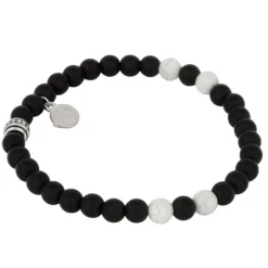 By Billgren Beads, Howilte, svart/vit/silver – 8941>Armband Clearance