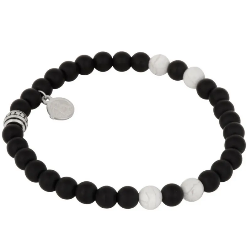 By Billgren Beads, Howilte, svart/vit/silver – 8941>Armband Clearance
