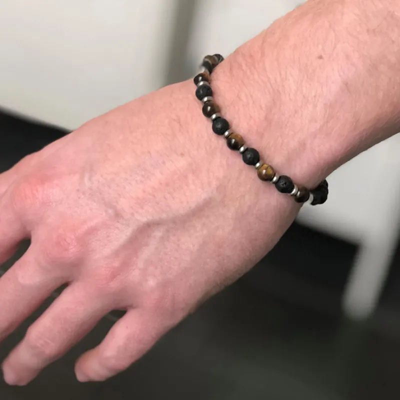 By Billgren Beads, Tigeröga + lavasten, brun/svart – 8160>Armband Outlet