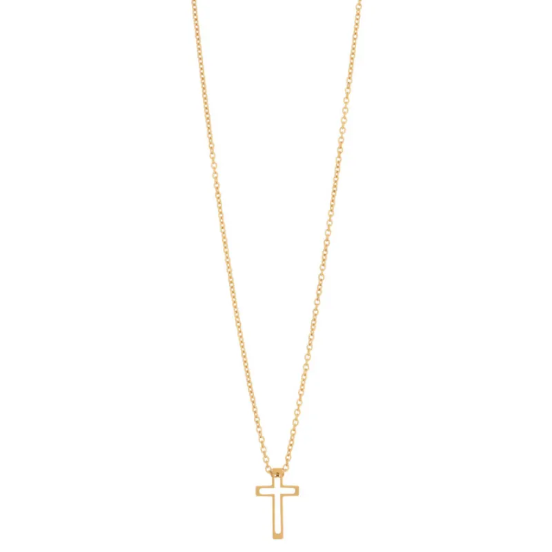 Halsband, litet kors, stål/guld – 9123>By Billgren New