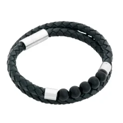 By Billgren Läder, dubbel/beads, svart/charcoal – 8193>Armband Online