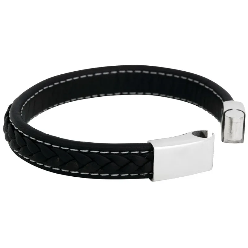 By Billgren Läder, Flätat med lås i stål, svart – 8931>Armband Discount