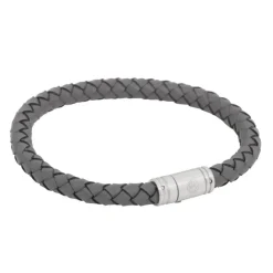 By Billgren Läder, Flätat med lås i stål, grått – 8129>Armband Discount