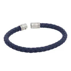 By Billgren Läder, Flätat med lås i stål, Blått – 8127>Armband