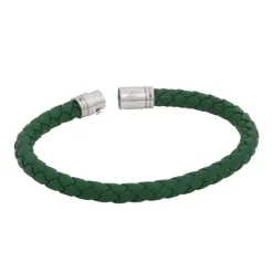 By Billgren Läder, Flätat med lås i stål, grönt – 8128>Armband Clearance