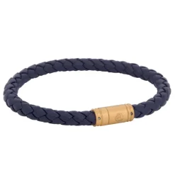 By Billgren Läder, Flätat med lås i stål, blå/guld – 8134>Armband Best