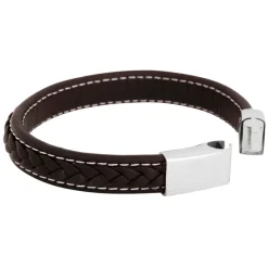 By Billgren Läder, Flätat/stål, brunt – 8932>Armband Hot