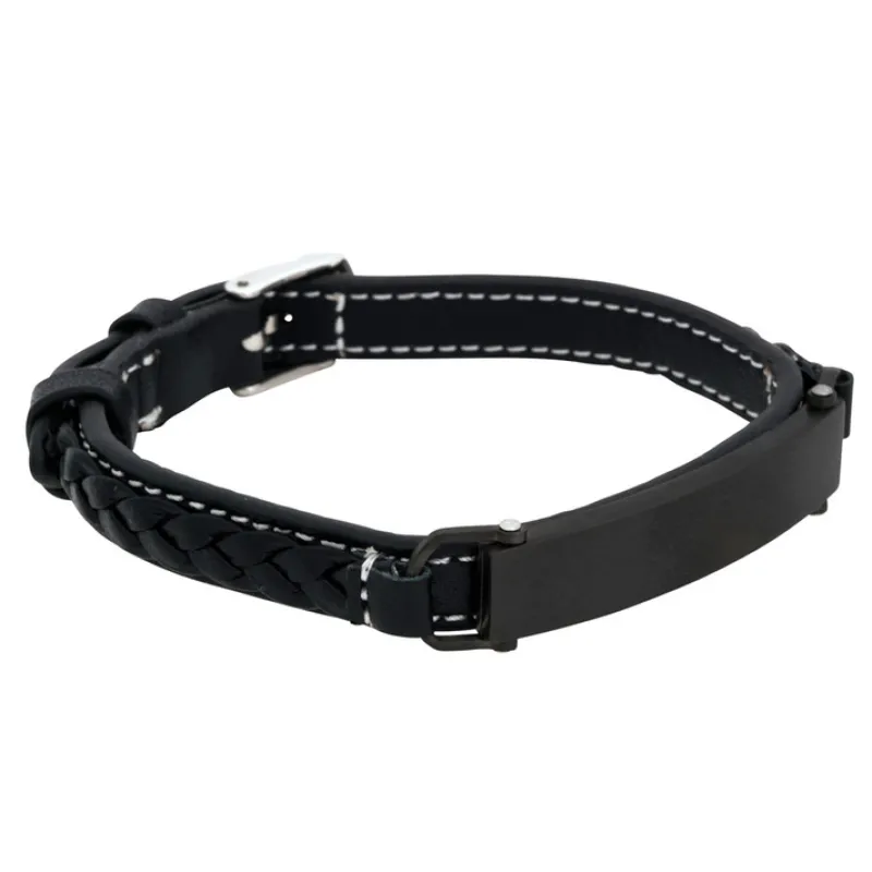 By Billgren Läder, Graverbar stålbricka, Svart – 8975>Armband Clearance