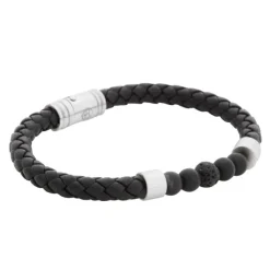 By Billgren Läder/Beads, Svart/Stål – 8187>Armband Sale