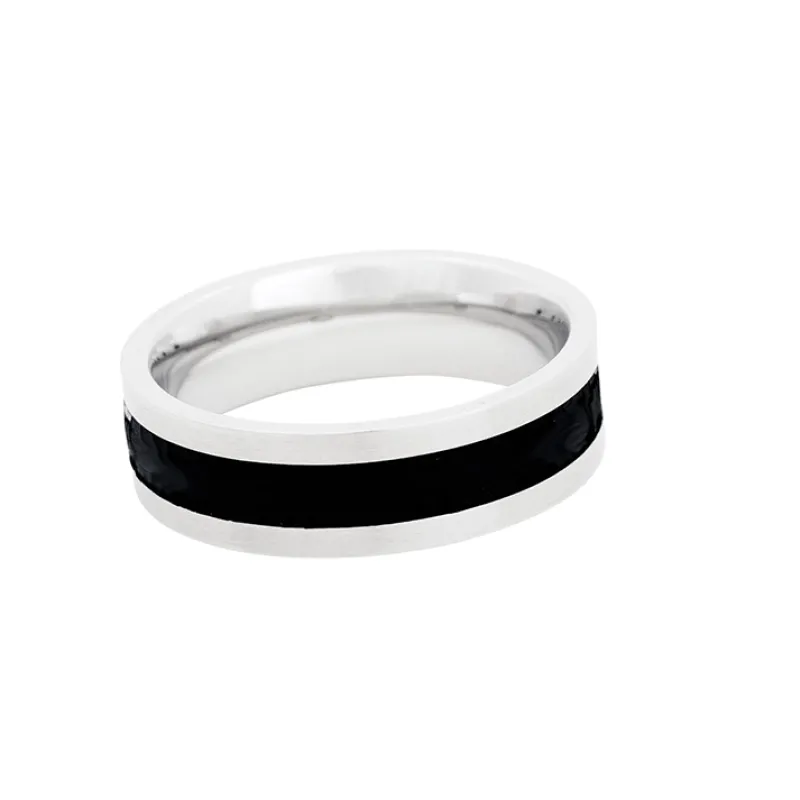 Ring, stål, svart gummi – 5614>By Billgren Hot
