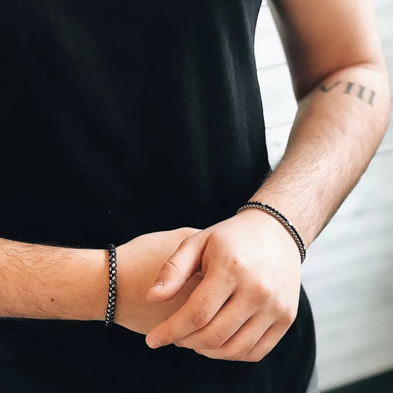 By Billgren Stål, svart rep – 8224>Armband Best
