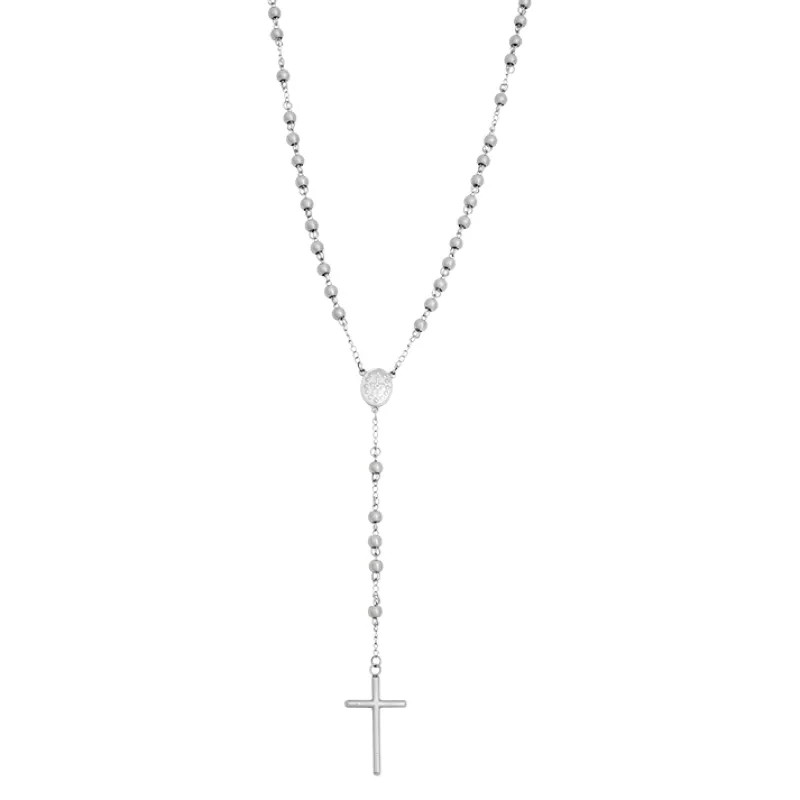 Stålhalsband, kors, beads – 9140>By Billgren Online