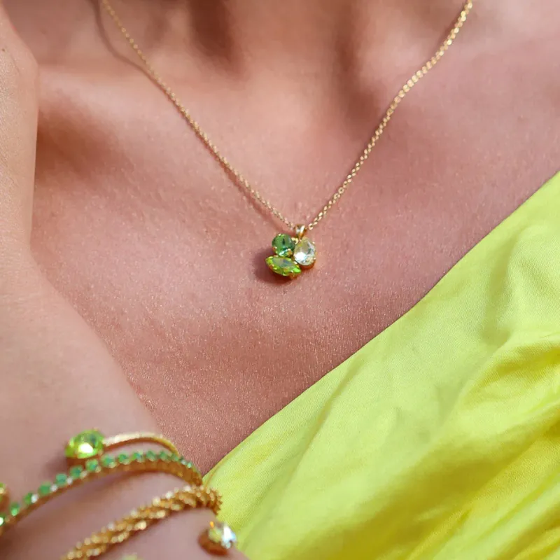 Caroline Svedbom Ana Halsband / Lime Combo (Rhodium)>Caroline Svedbom Halsband Clearance