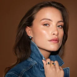 Ana Ring, Denimblue Combo – Rhodium>Caroline Svedbom Clearance