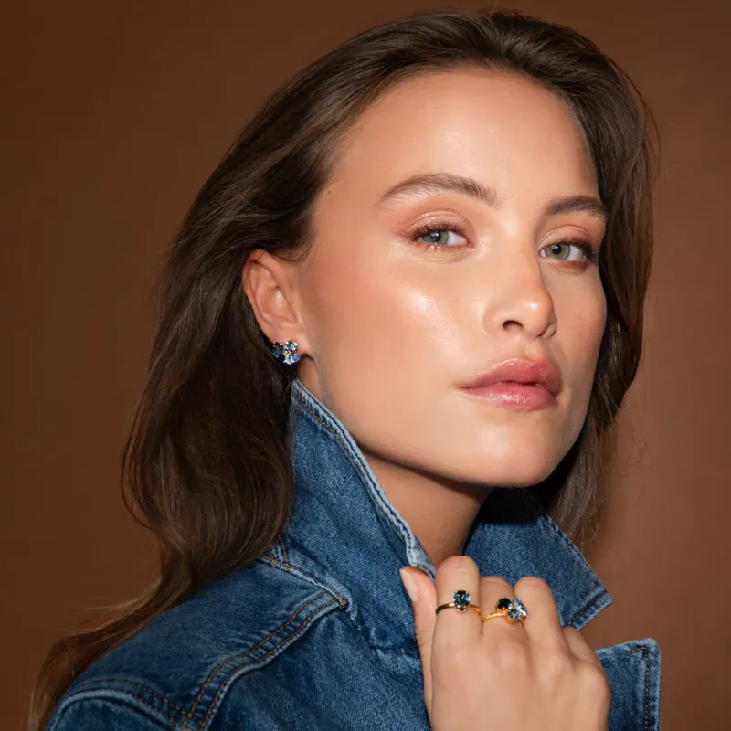 Ana Ring, Denimblue Combo – Rhodium>Caroline Svedbom Clearance
