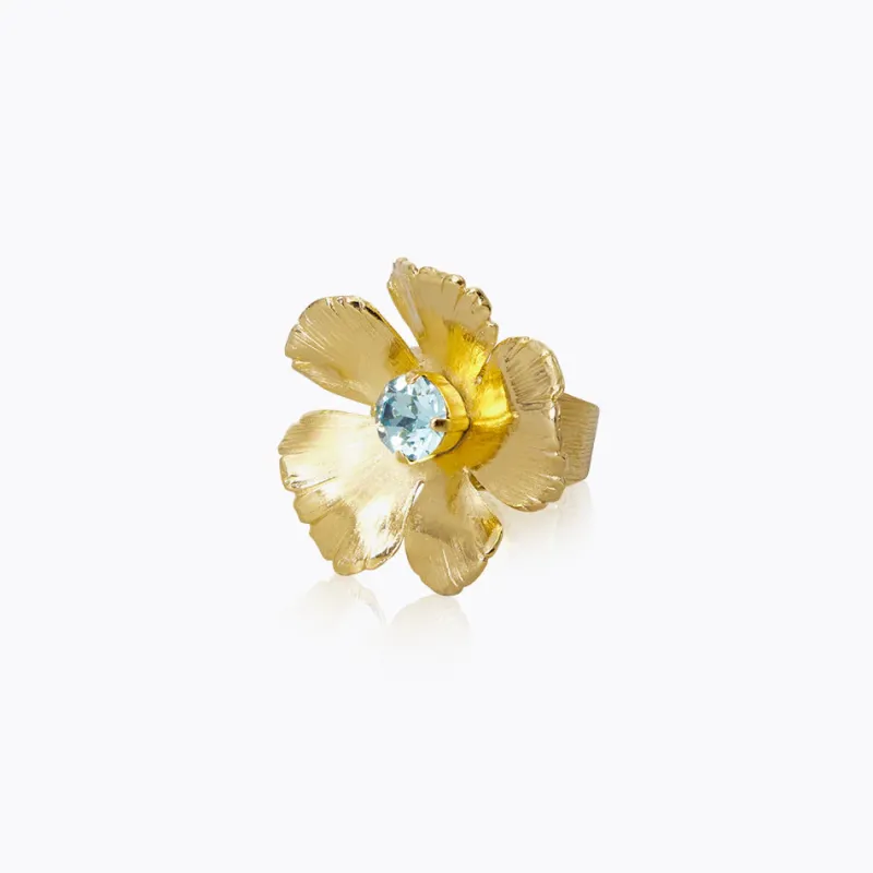 Caroline Svedbom Anemone / Aquamarine Ring (Guld)>Caroline Svedbom Ringar Clearance