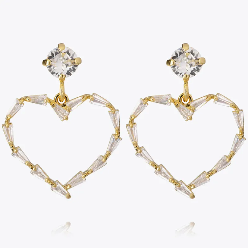 Baguette Heart Örhängen/ Crystal (Guld)>Caroline Svedbom Hot