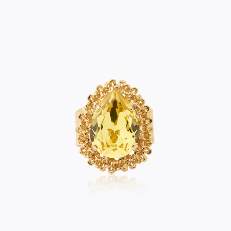 Classic Gemma Ring, ReCreated™ Dark Jonquil – Guld>Caroline Svedbom Online