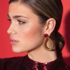 Caroline Svedbom Classic Rope Örhängen/ Mulberry Red (Guld)> Clearance