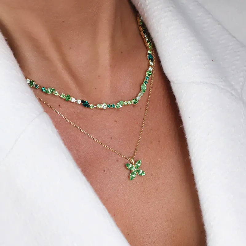 Crystal Star Halsband / Peridot (Rhodium)>Caroline Svedbom Best