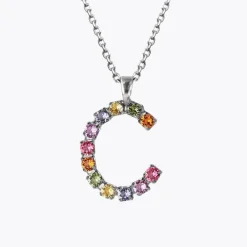 Caroline Svedbom Letter Halsband C / Rainbow Combo (Rhodium)> Outlet