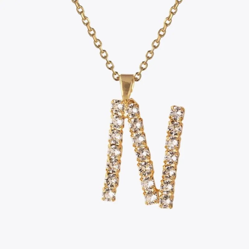 Letter N Halsband / Crystal (Guld)>Caroline Svedbom Online