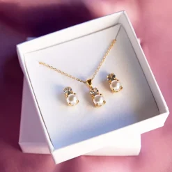 Love Pearl Halsband / Pearl + Crystal (Rhodium)>Caroline Svedbom Discount
