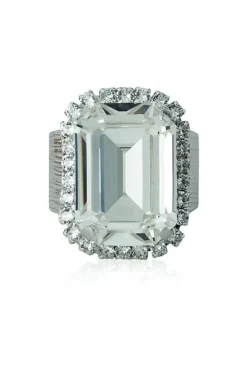 Caroline Svedbom Lydia Cocktail Ring Crystal – Rhodium>Caroline Svedbom Ringar Clearance
