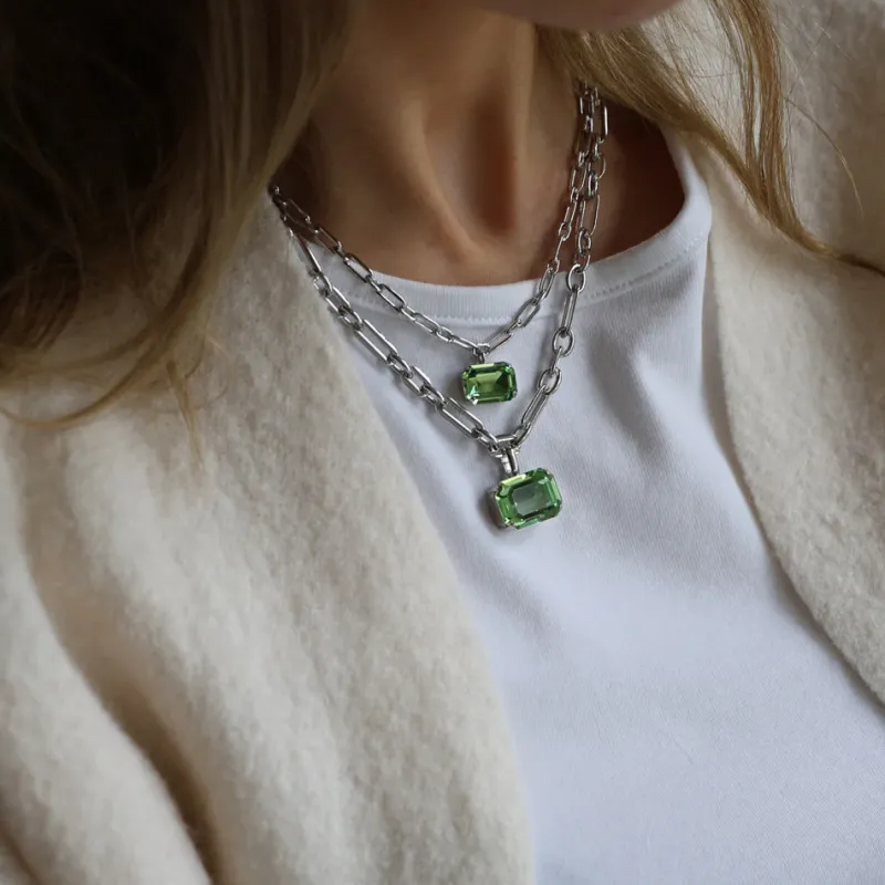 Lydia Kedja Halsband / Peridot (Rhodium)>Caroline Svedbom Discount