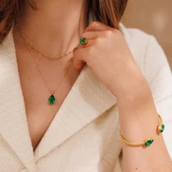 Caroline Svedbom Mini Drop Armband / Majestic Green (Guld)><noscript><img width=