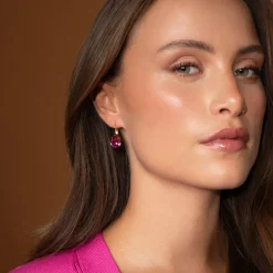 Mini Drop Clasp Örhängen, Dark Rose – Guld>Caroline Svedbom Outlet