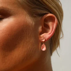 Mini Drop Örhängen/ Flamingo Ignite (Rhodium)>Caroline Svedbom New