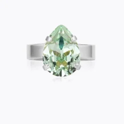 Mini Drop Ring/ Chrysolite (Rhodium)>Caroline Svedbom Clearance