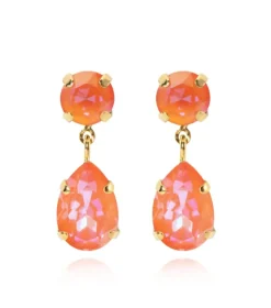 Mini Drop Örhängen/ Orange Glow Delite (Guld)>Caroline Svedbom Discount