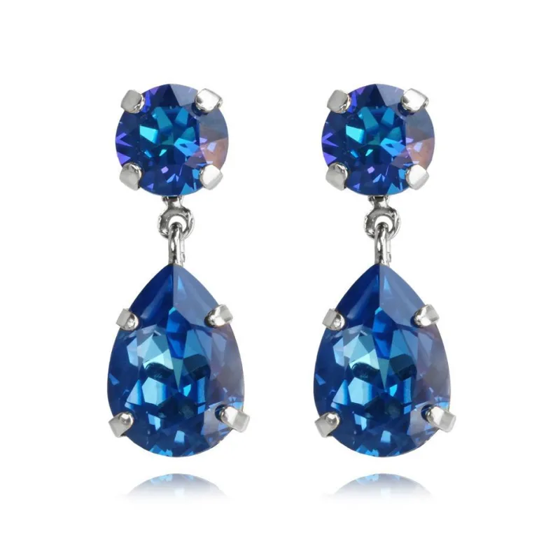 Mini Drop Örhängen/ Royal Blue Delite (Rhodium)>Caroline Svedbom Outlet