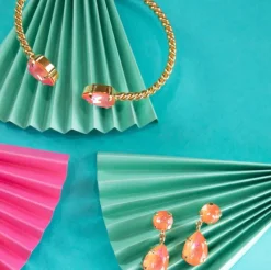 Mini Drop Örhängen/ Orange Glow Delite (Rhodium)>Caroline Svedbom Sale