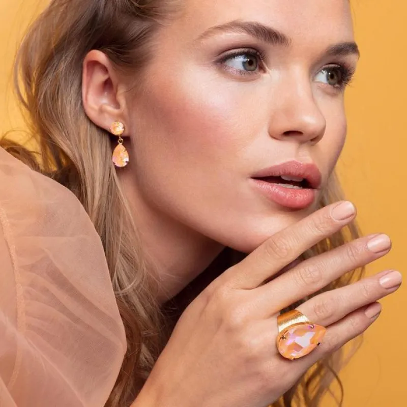 Mini Drop Örhängen / Peach Delite Rhodium>Caroline Svedbom Clearance