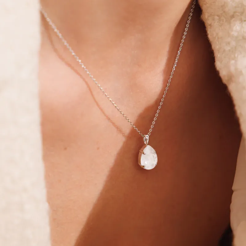Mini Drop Halsband / Electric White (Rhodium)>Caroline Svedbom Outlet