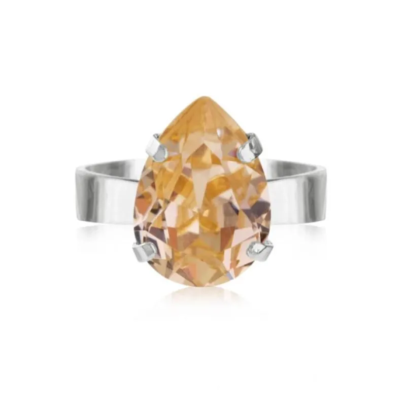 Mini Drop Ring Rhodium / Light Peach>Caroline Svedbom Best