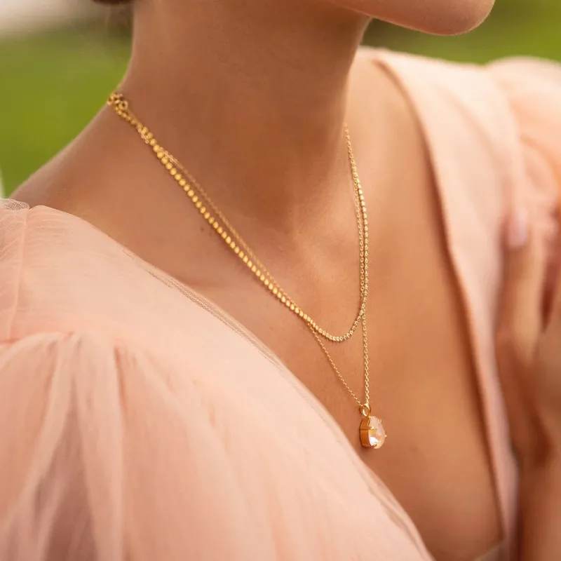 Mini Drop Halsband/ Ivory Cream Delite (Rhodium)>Caroline Svedbom Discount
