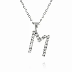 Mini Letter M Halsband (Rhodium)>Caroline Svedbom Online