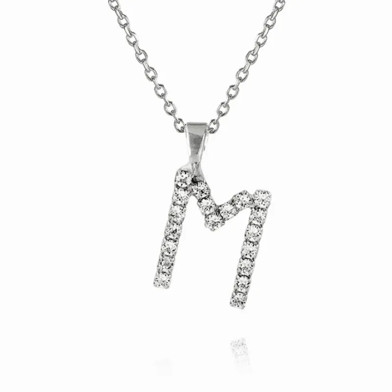 Mini Letter M Halsband (Rhodium)>Caroline Svedbom Online