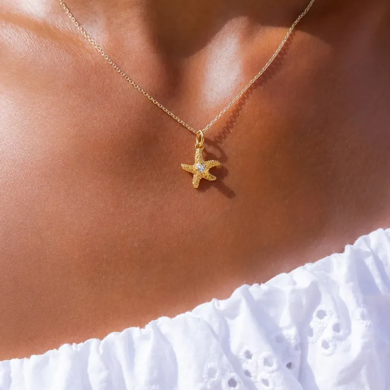 Mini Sea Star Halsband / Crystal (Guld)>Caroline Svedbom Discount