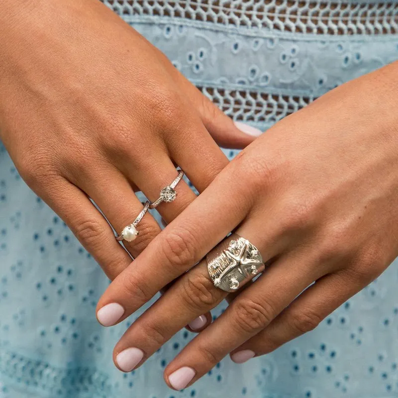 Natti Ring Rhodium Crystal>Caroline Svedbom Best