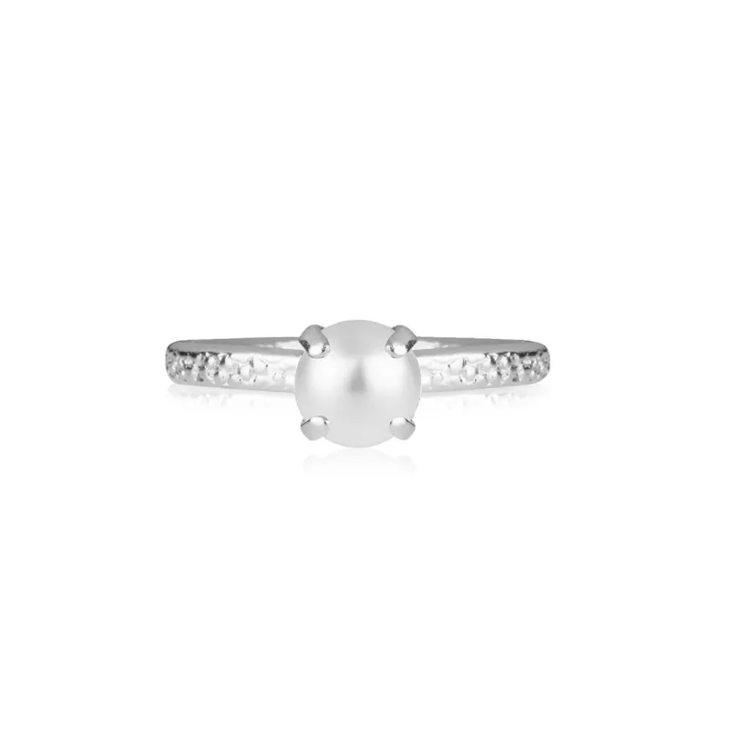 Natti Ring Rhodium Pearl>Caroline Svedbom New